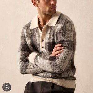 Todd Snyder Plaid Mohair Sweater - Black and Cream